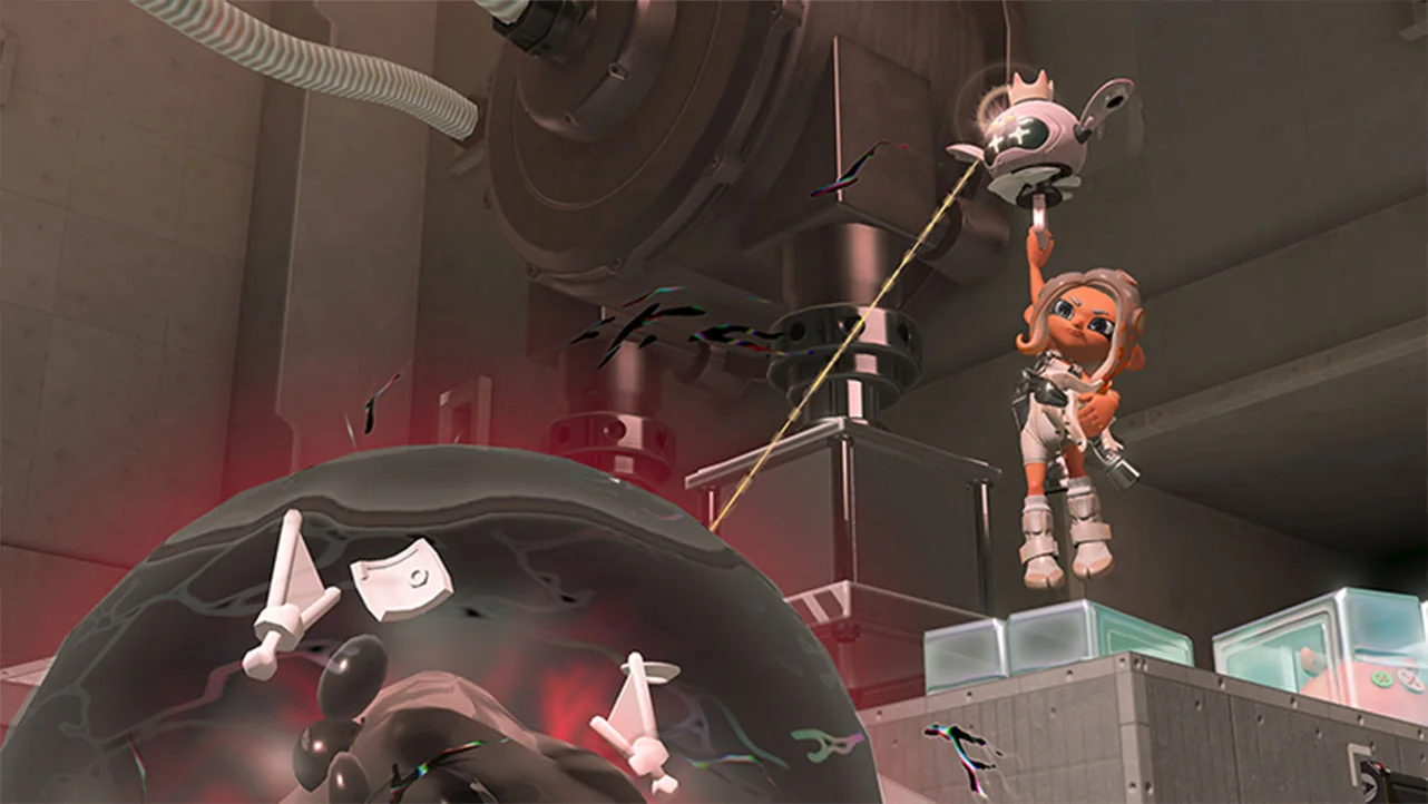 Agent 8 fighting through a stark Side Order challenge in Splatoon 3