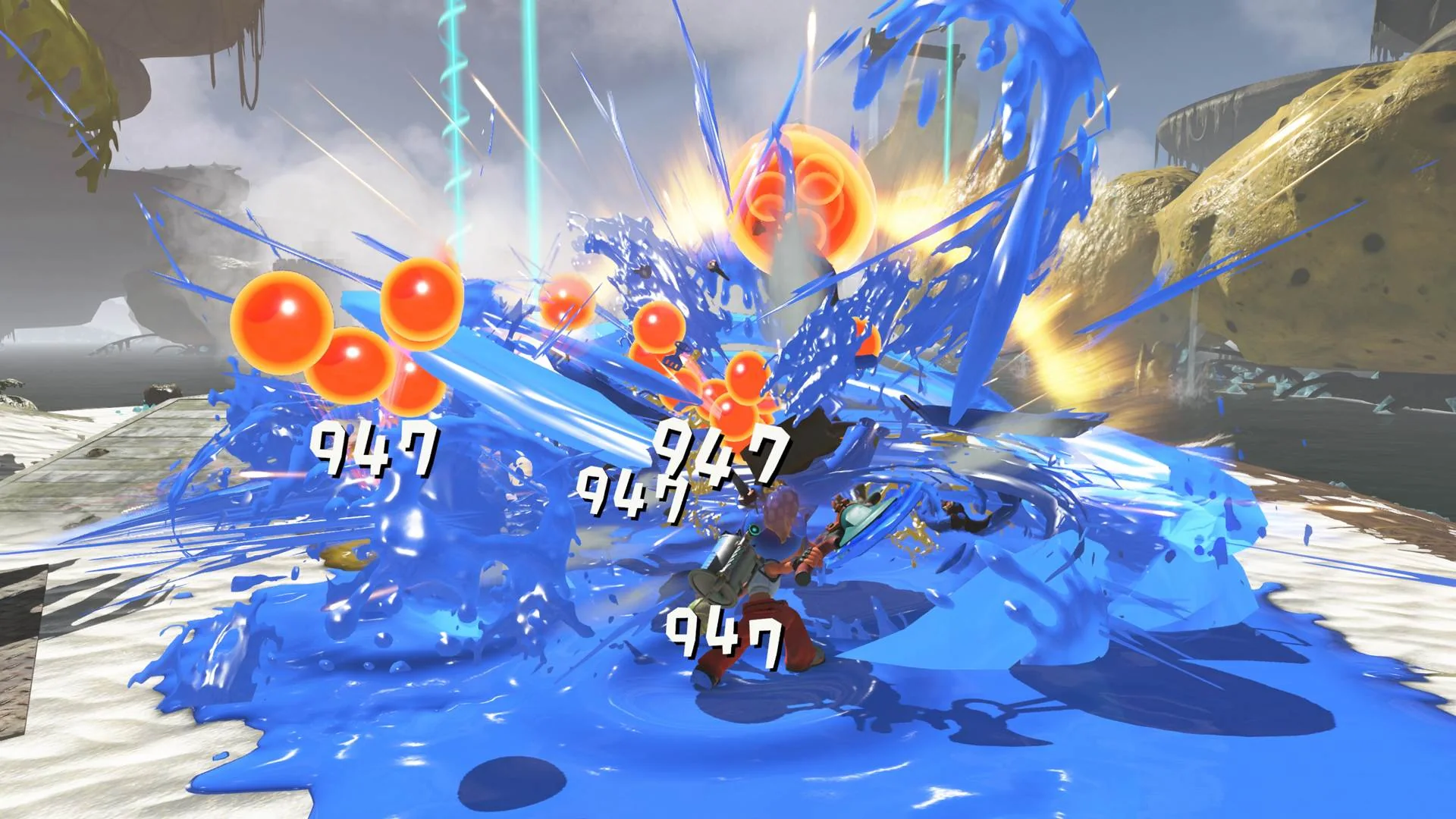 A customized Mechanic character appearing in real Splatoon Raiders gameplay