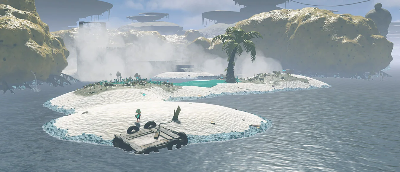 Official Splatoon Raiders island scene showing the environment that becomes the crew's home and raid base