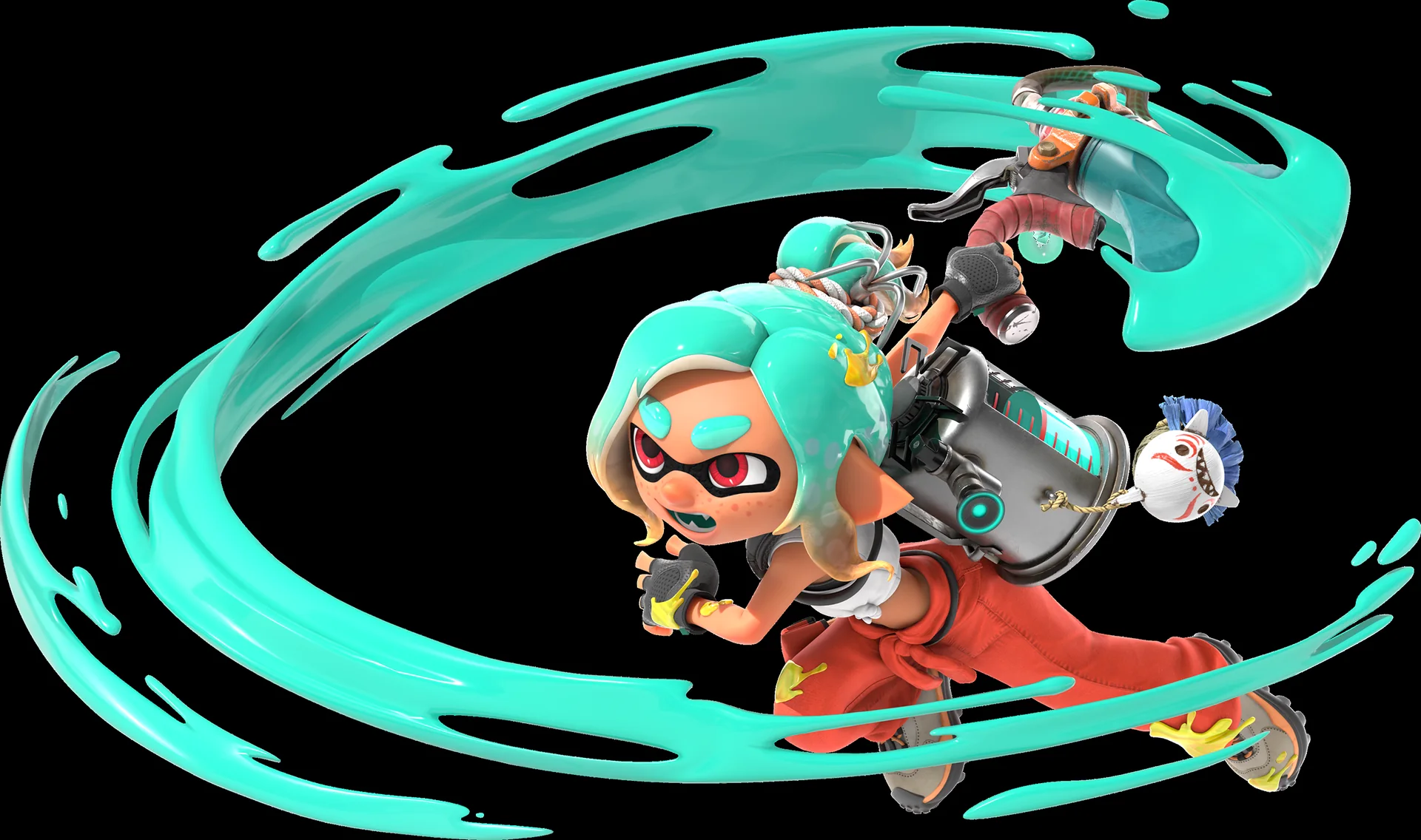 The Mechanic sweeping ink through the air in official Splatoon Raiders artwork